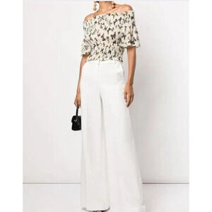 NWOT L'AGENCE Butterfly Smocked Off the Shoulder Cropped Top Size XS